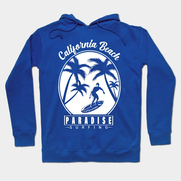 Retro California Beach Paradise Surfing Hoodie by RKP'sTees